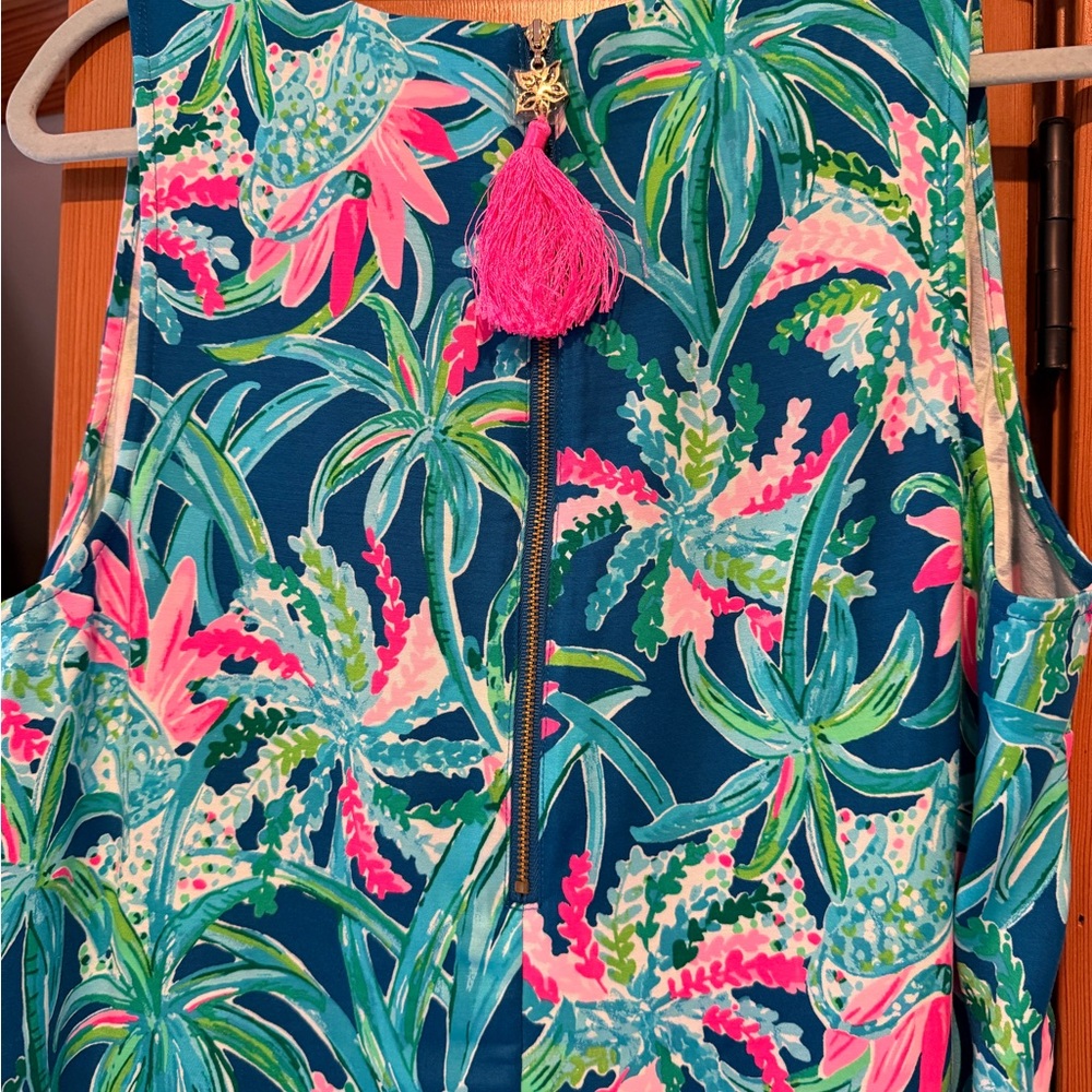 Lilly Pulitzer Pink, Teal & Green Tropical Shift Dress - Picture 5 of 7
